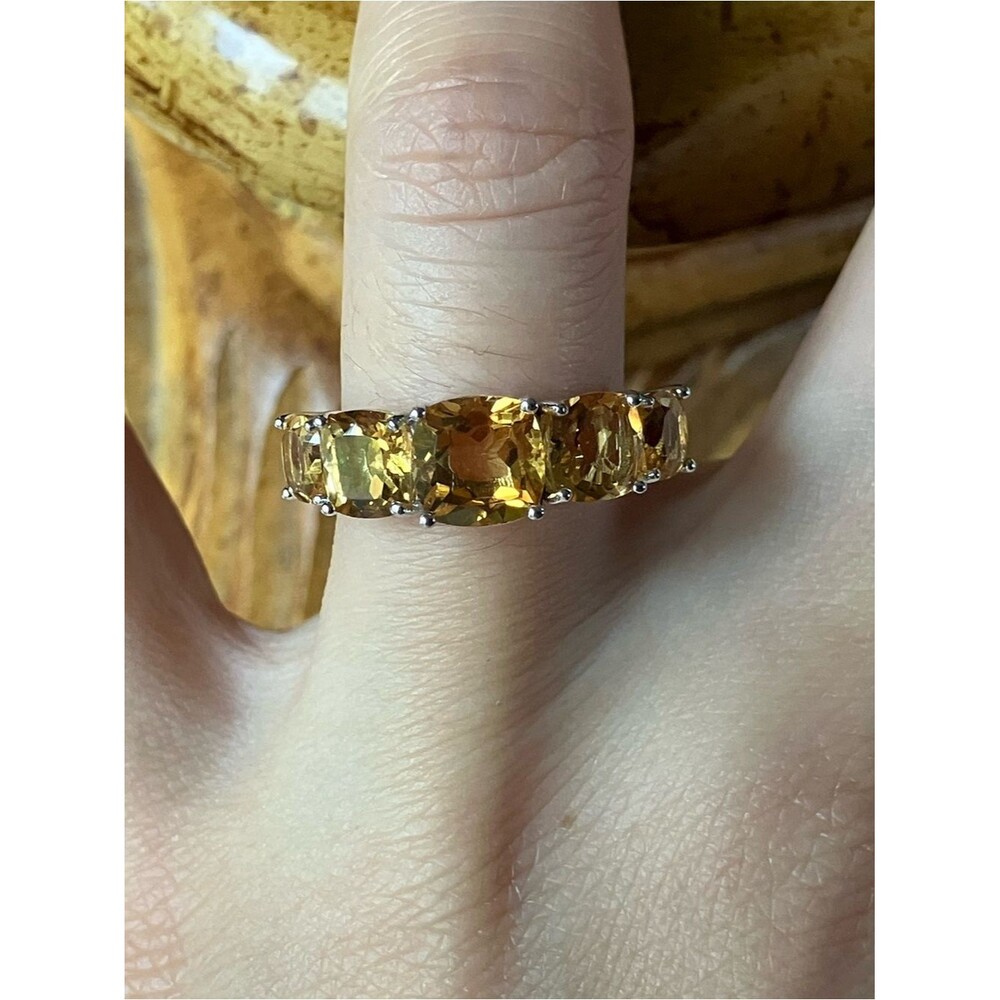 Brazilian Citrine Sterling Silver Ring Size 6.75
